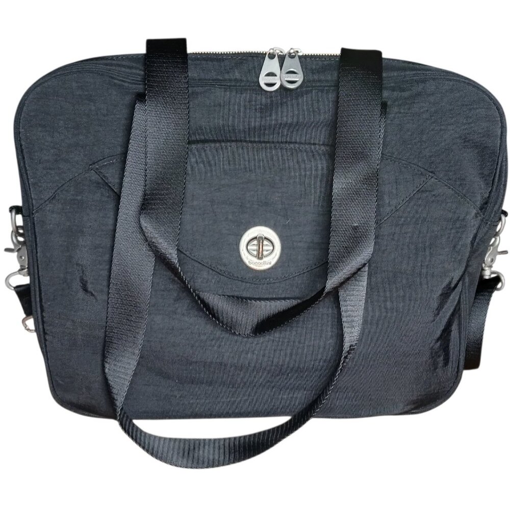 Baggallini Tablet Travel Shoulder Tote Bag Black Nylon Zipper Closure